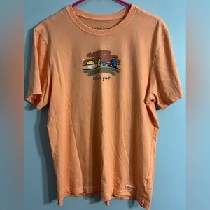 Life is Good size men’s medium orange tshirt with graphic